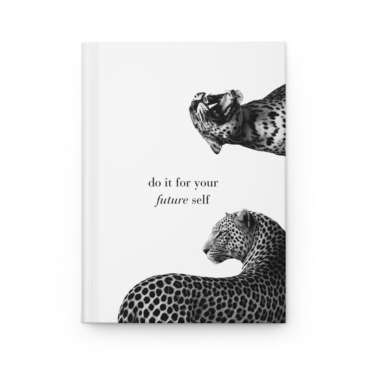 "Future Self" Leopard Hardcover Journal - 150 Lined Pages Matte Laminated Notebook, Motivational Aesthetic Stationery for Goals & Journaling